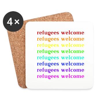 Refugees Welcome Geschenkidee - Untersetzer (4er-Set) - Weiß - Vorne