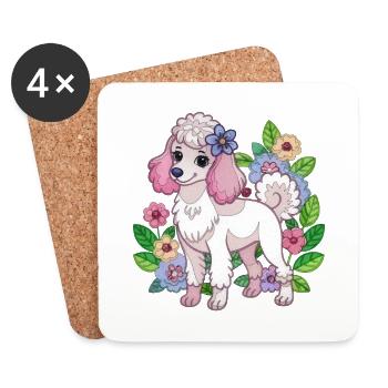 Caniche - Dessous de verre (lot de 4) - blanc - Devant