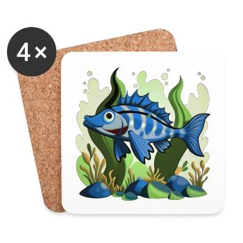 Blaufisch - Untersetzer (4er-Set) - Weiß - Vorne