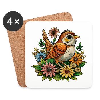Baby-Spatz - Untersetzer (4er-Set) - Weiß - Vorne