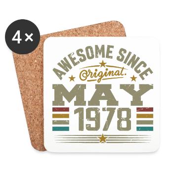 Vintage May 1978 May 1978 Born in May 1978 Original - Coasters (set of 4) - white - Front