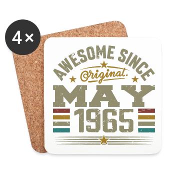 Vintage May 1965 May 1965 Born in May 1965 Original - Coasters (set of 4) - white - Front