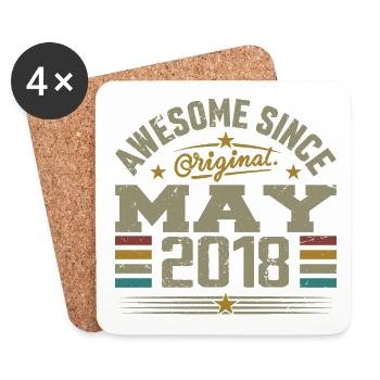 Vintage May 2018 May 2018 Born in May 2018 Original - Coasters (set of 4) - white - Front