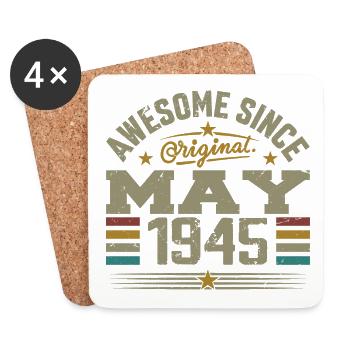 Vintage May 1945 May 1945 Born in May 1945 Original - Coasters (set of 4) - white - Front