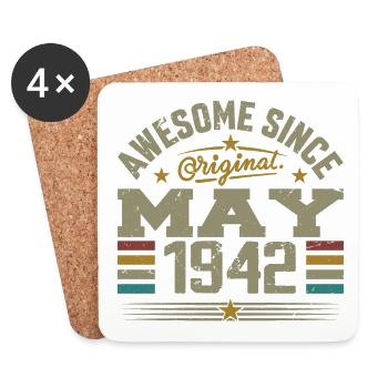 Vintage May 1942 May 1942 Born in May 1942 Original - Coasters (set of 4) - white - Front