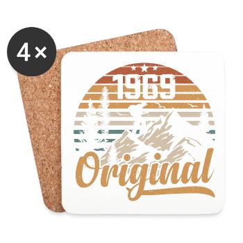 Original 1969 Retro 1969 Vintage 1969 Anniversaire - Dessous de verre (lot de 4) - blanc - Devant