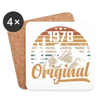 Original 1978 Retro 1978 Jahrgang 1978 Jubiläum - Untersetzer (4er-Set) - Weiß - Vorne