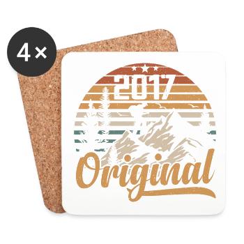 Original 2017 Retro 2017 Vintage 2017 Anniversary - Coasters (set of 4) - white - Front