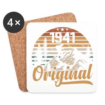 Original 1941 Retro 1941 Vintage 1941 Anniversaire - Dessous de verre (lot de 4) - blanc - Devant