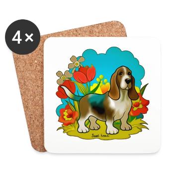 Un gentil chien basset - Dessous de verre (lot de 4) - blanc - Devant