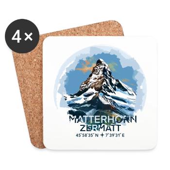 Matterhorn Zermatt Coordinates Keepsake Gift - Coasters (set of 4) - white - Front