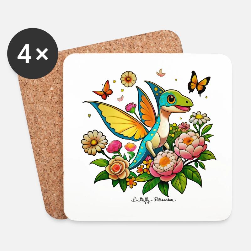 Pteranodon-Schmetterling - Untersetzer (4er-Set) - Weiß