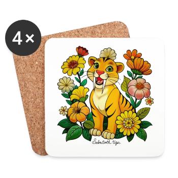 Cute sabertooth tiger - Coasters (set of 4) - white - Front