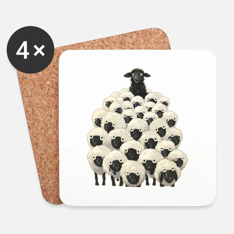 Black sheep - Coasters (set of 4) - white