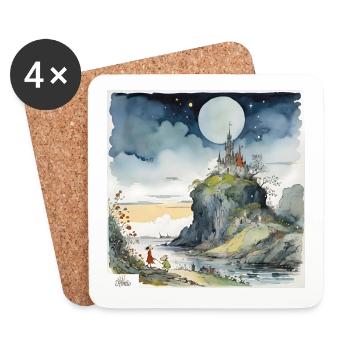 Vintage castle dreamscape - Coasters (set of 4) - white - Front
