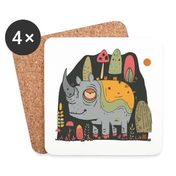 Rhinocéros fatigué | © M2-D2 - Dessous de verre (lot de 4) - blanc - Devant
