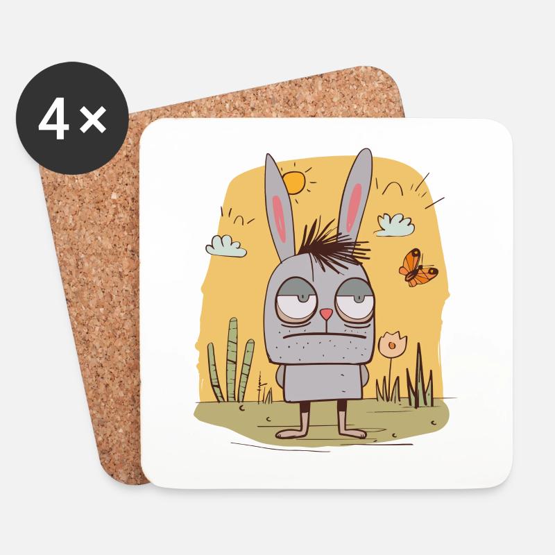 Schlechte Laune Hase | © M2-D2 - Untersetzer (4er-Set) - Weiß