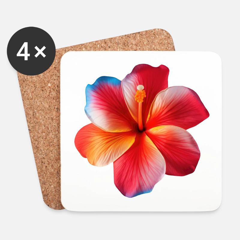 Hibiskus Hawaii Blume - Untersetzer (4er-Set) - Weiß