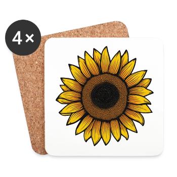 Sonnenblume - Untersetzer (4er-Set) - Weiß - Vorne