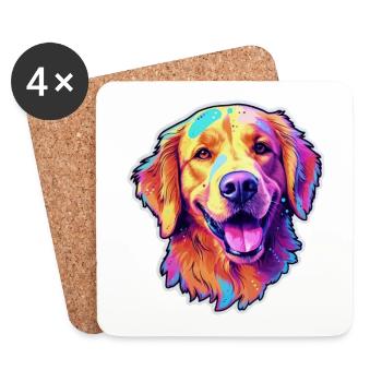 Golden Retriever - Untersetzer (4er-Set) - Weiß - Vorne