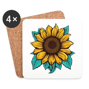 Sonnenblume - Untersetzer (4er-Set) - Weiß - Vorne