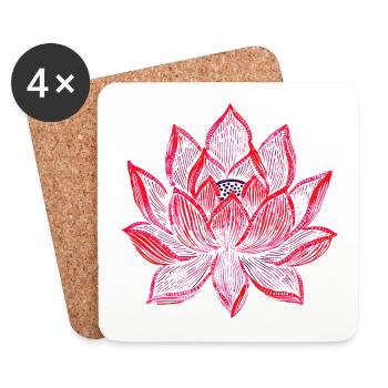 Lotus Flower Lotus Flower Lotus Flower - Coasters (set of 4) - white - Front
