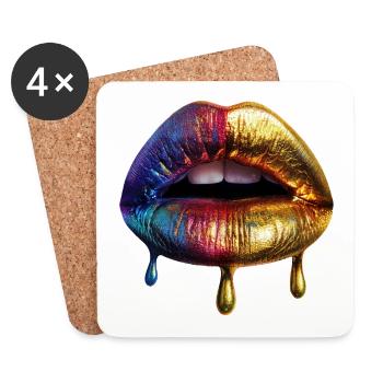 Lippen - Untersetzer (4er-Set) - Weiß - Vorne