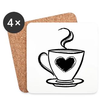 Café - Dessous de verre (lot de 4) - blanc - Devant