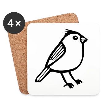 Oiseau - Dessous de verre (lot de 4) - blanc - Devant