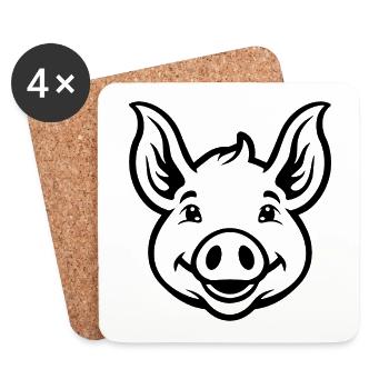 Pig Piggy - Coasters (set of 4) - white - Front