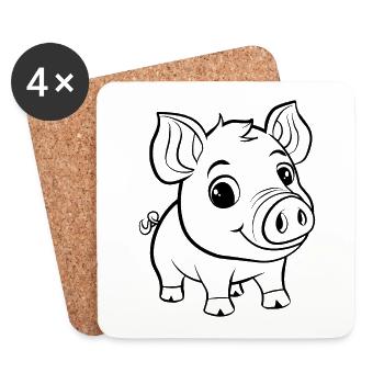 Pig Piggy - Coasters (set of 4) - white - Front