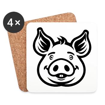 Pig Piggy - Coasters (set of 4) - white - Front