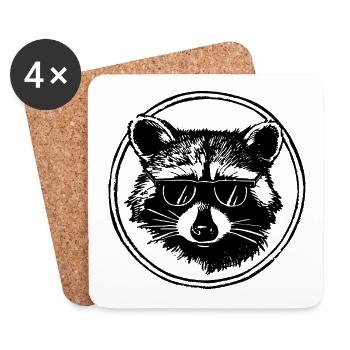 Waschbär - Untersetzer (4er-Set) - Weiß - Vorne