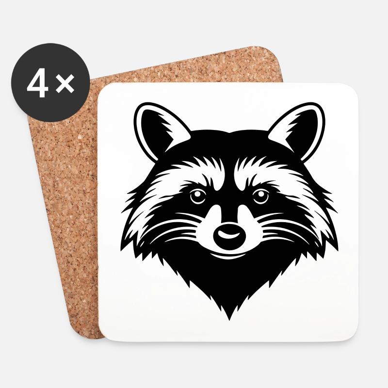 Waschbär - Untersetzer (4er-Set) - Weiß
