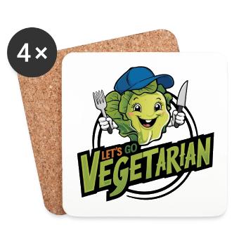 Healthy, vegan, vegetarian, animal welfare - Coasters (set of 4) - white - Front