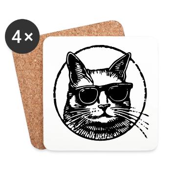 Katze Katzen Katzendame Katzenfreund Katzengesicht - Untersetzer (4er-Set) - Weiß - Vorne