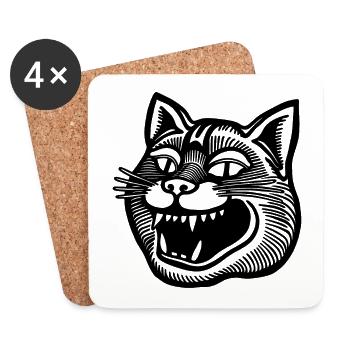 Katze Katzen Katzendame Katzenfreund Katzengesicht - Untersetzer (4er-Set) - Weiß - Vorne