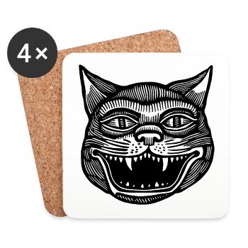 Katze Katzen Katzendame Katzenfreund Katzengesicht - Untersetzer (4er-Set) - Weiß - Vorne