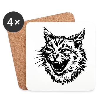 Katze Katzen Katzendame Katzenfreund Katzengesicht - Untersetzer (4er-Set) - Weiß - Vorne
