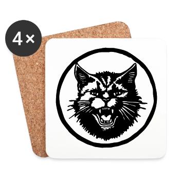 Katze Katzen Katzendame Katzenfreund Katzengesicht - Untersetzer (4er-Set) - Weiß - Vorne