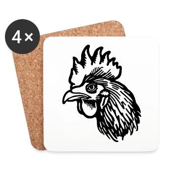 Huhn Hühnerstall - Untersetzer (4er-Set) - Weiß - Vorne