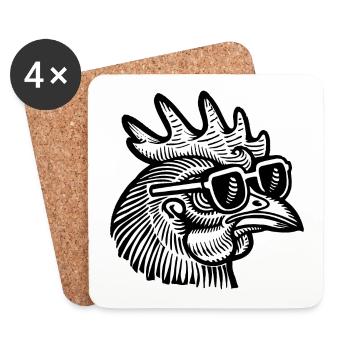 Huhn Hühnerstall - Untersetzer (4er-Set) - Weiß - Vorne
