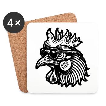 Huhn Hühnerstall - Untersetzer (4er-Set) - Weiß - Vorne