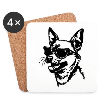 Chien Chihuahua - Dessous de verre (lot de 4) - blanc - Devant