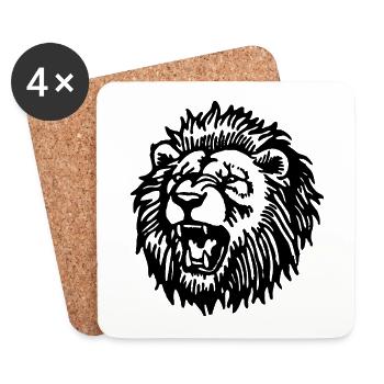 Lion Lion Head - Coasters (set of 4) - white - Front
