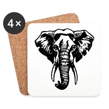 Elefant Elefanten - Untersetzer (4er-Set) - Weiß - Vorne
