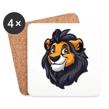 Lion Lion Head - Coasters (set of 4) - white - Front