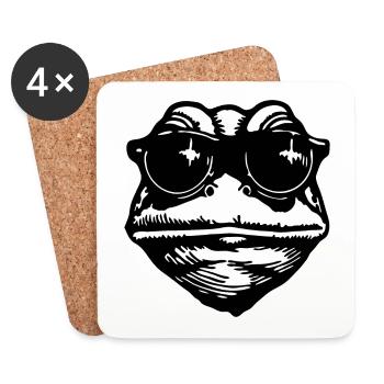 Crapaud grenouille - Dessous de verre (lot de 4) - blanc - Devant