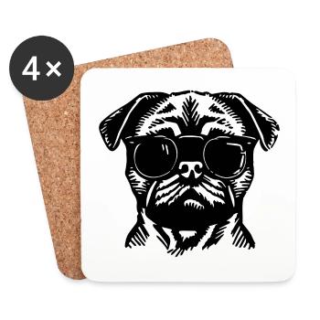Mops Hund - Untersetzer (4er-Set) - Weiß - Vorne