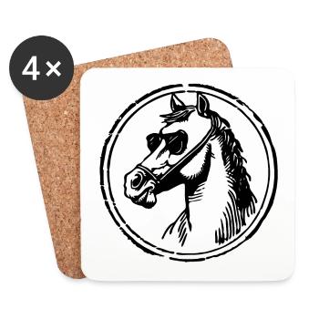 Pferd Pferde Pferdekopf - Untersetzer (4er-Set) - Weiß - Vorne